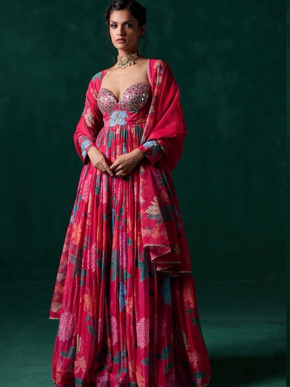 Indian wedding guest Anakarli style Sangeet party Dress